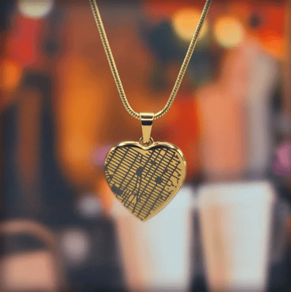 Custom Engraved Map Heart Necklace