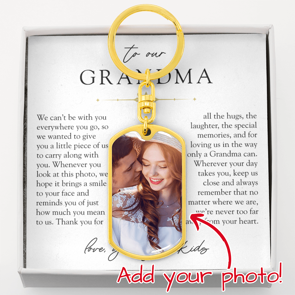 Grandma Custom Photo Engraveable Keychain | Never Far From Your Heart