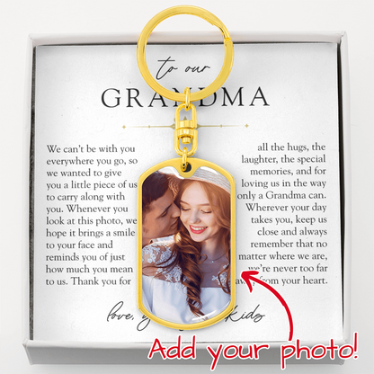 Grandma Custom Photo Engraveable Keychain | Never Far From Your Heart