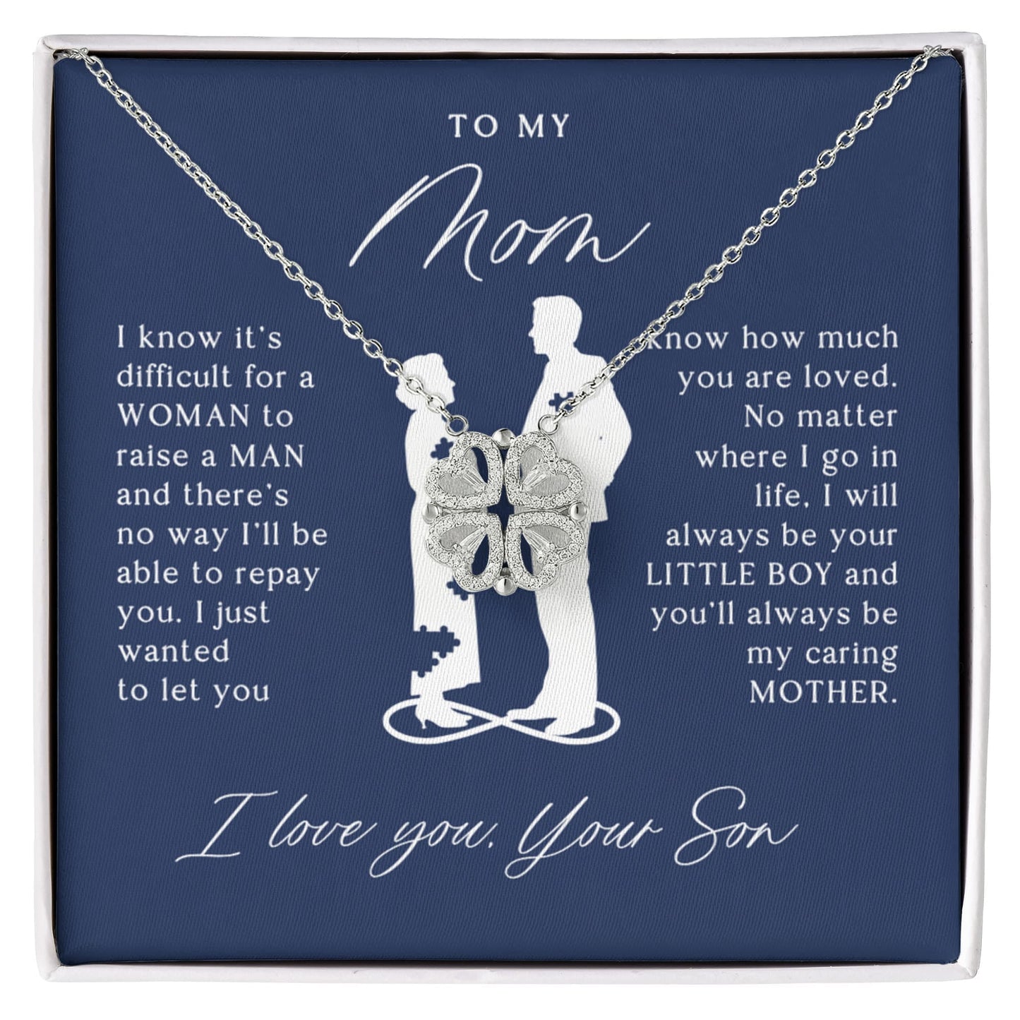 To My Mom From Son - Magnetic Hearts Necklace