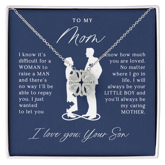 To My Mom From Son - Magnetic Hearts Necklace