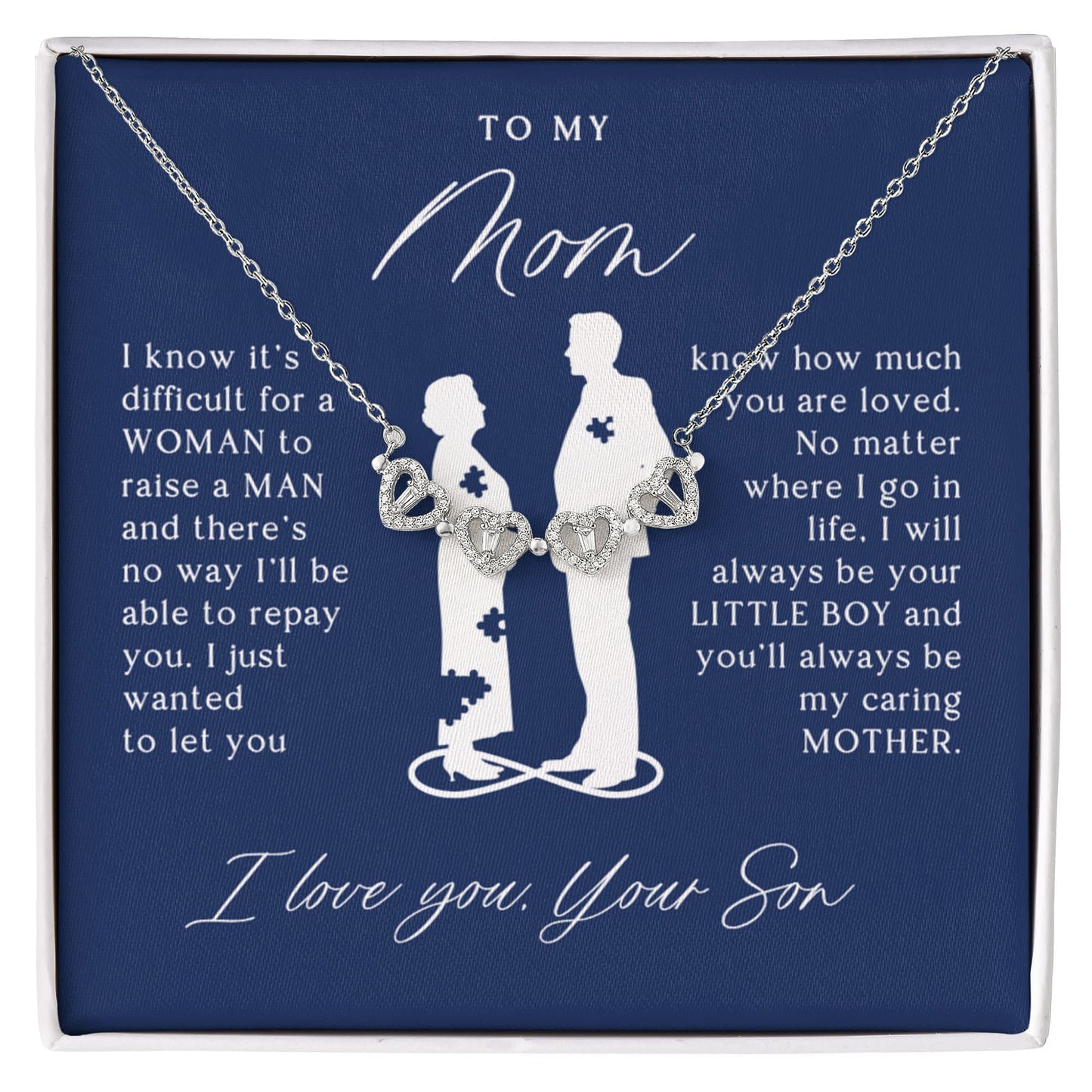 To My Mom From Son - Magnetic Hearts Necklace