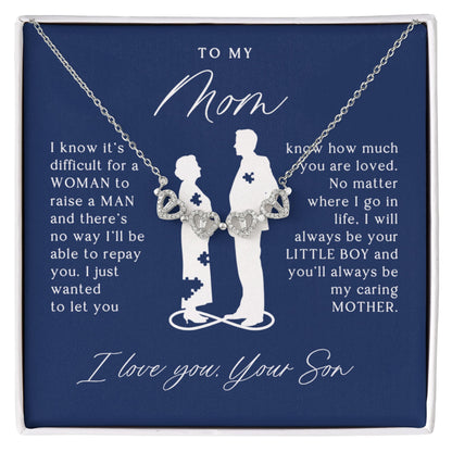 To My Mom From Son - Magnetic Hearts Necklace