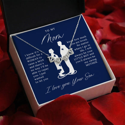 To My Mom From Son - Magnetic Hearts Necklace