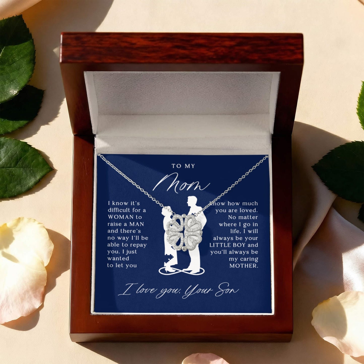 To My Mom From Son - Magnetic Hearts Necklace