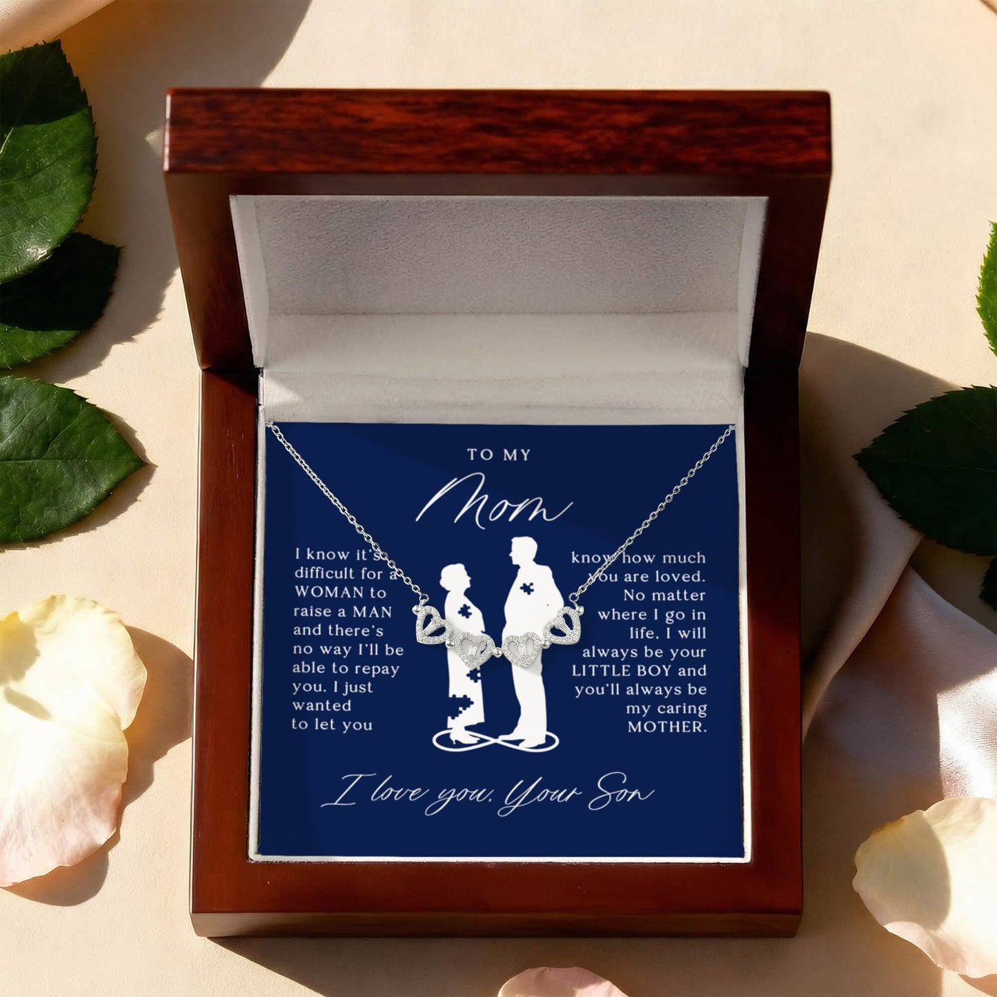 To My Mom From Son - Magnetic Hearts Necklace