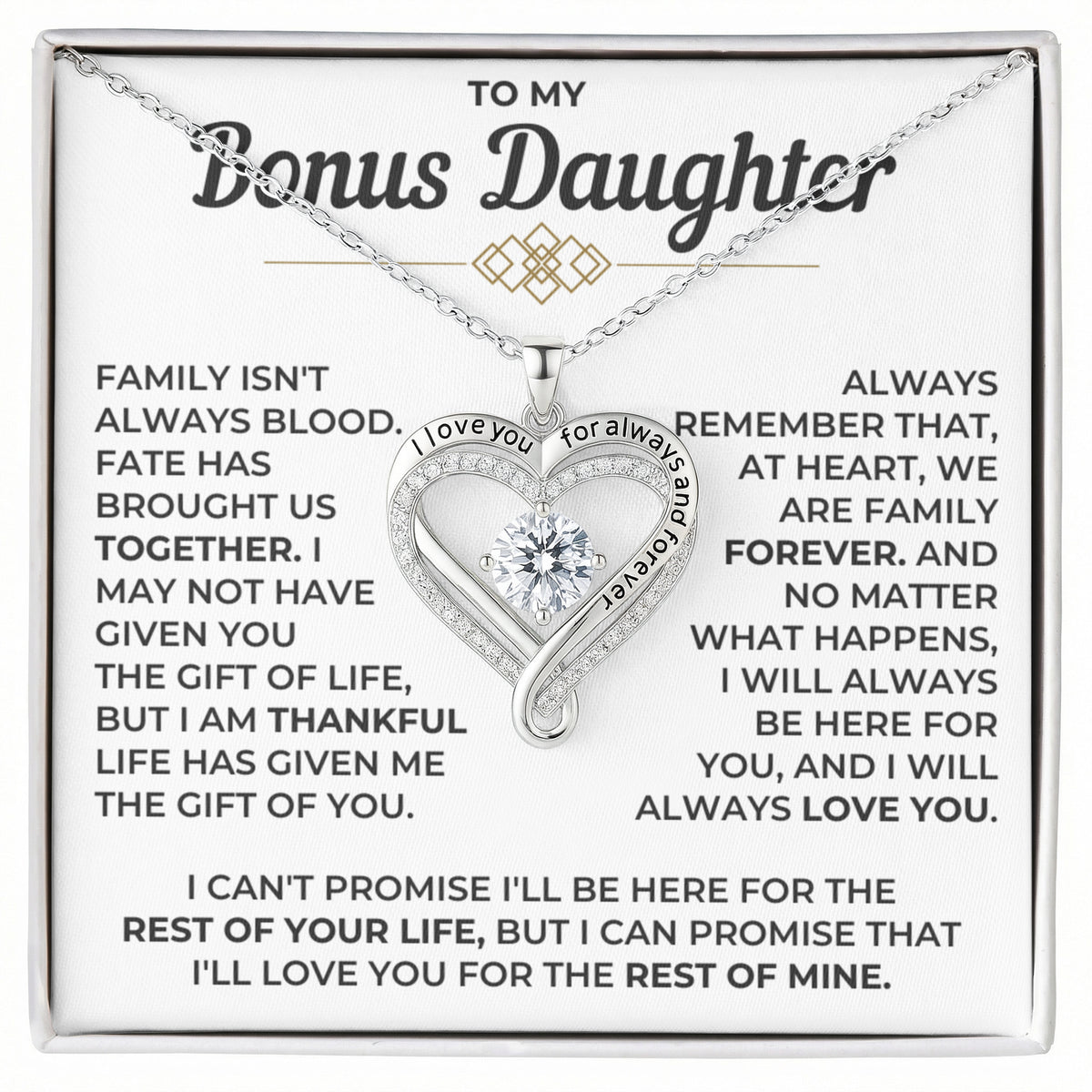 To My Bonus Daughter - Love You Always Necklace