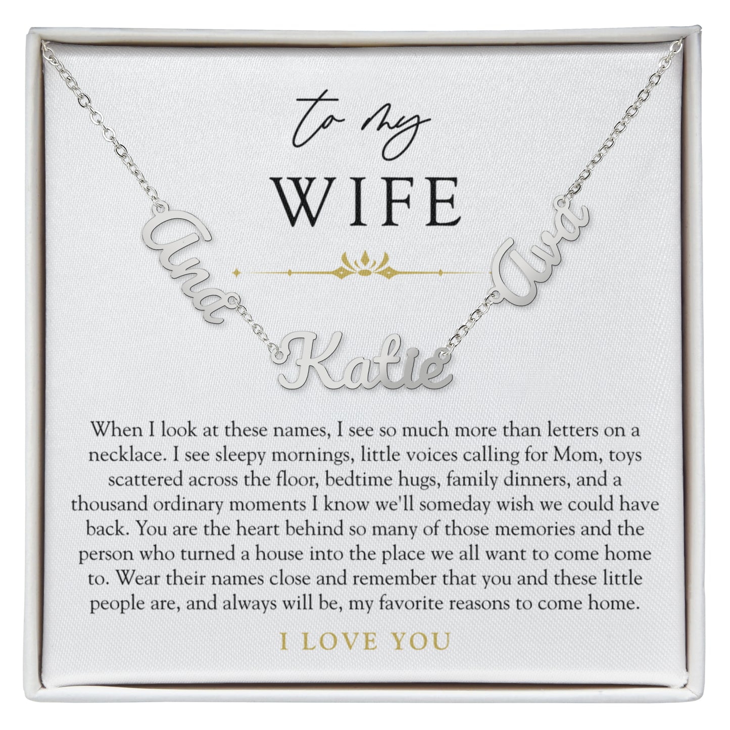 Wife Custom Children's Name Necklace | Reasons I Love Coming Home