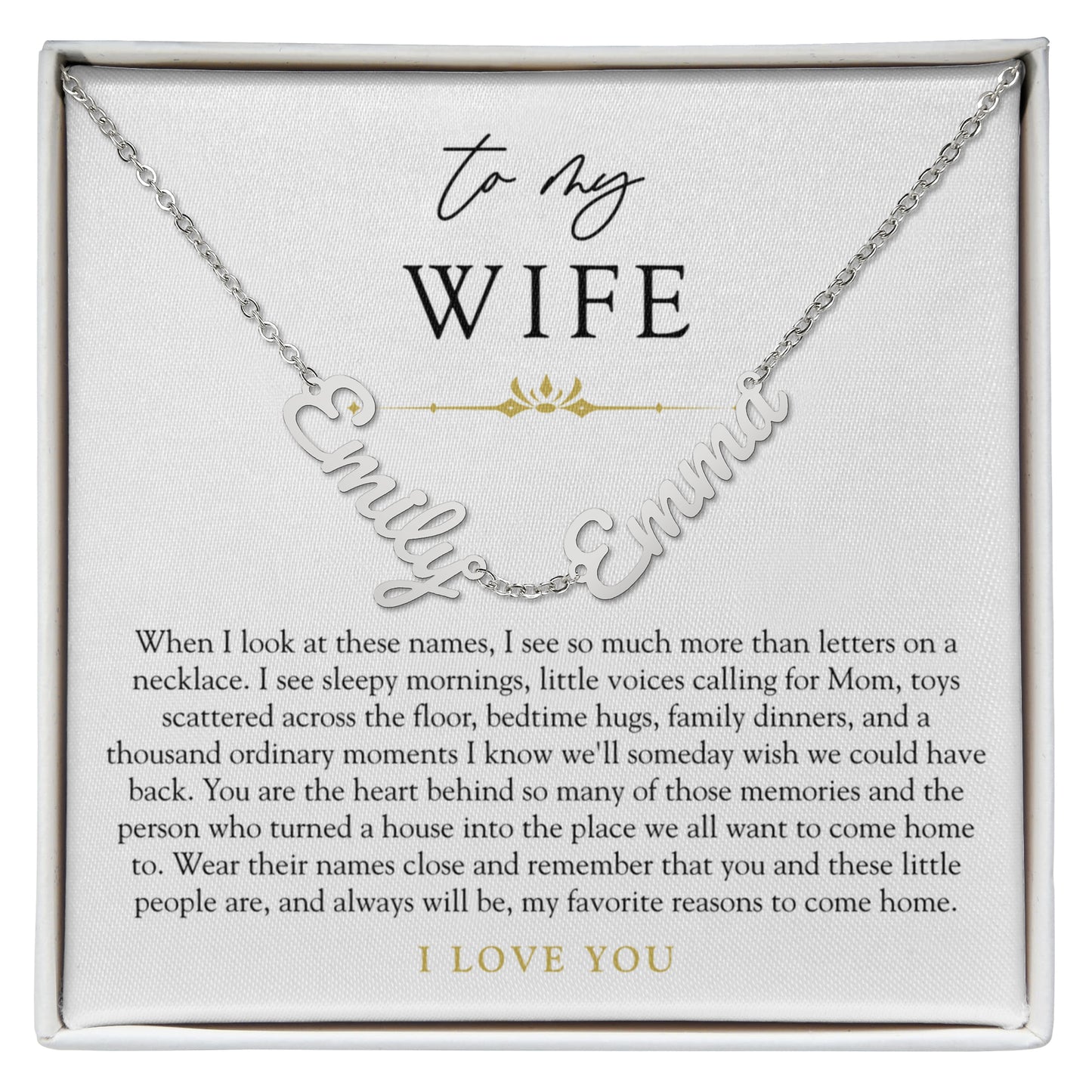 Wife Custom Children's Name Necklace | Reasons I Love Coming Home