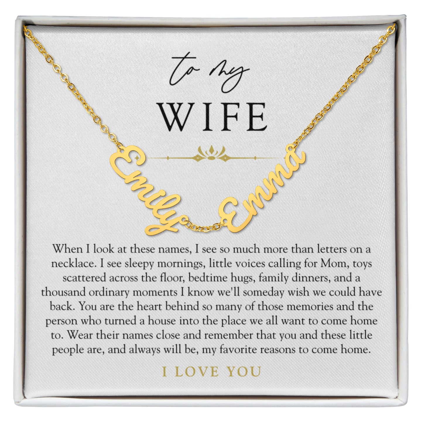 Wife Custom Children's Name Necklace | Reasons I Love Coming Home