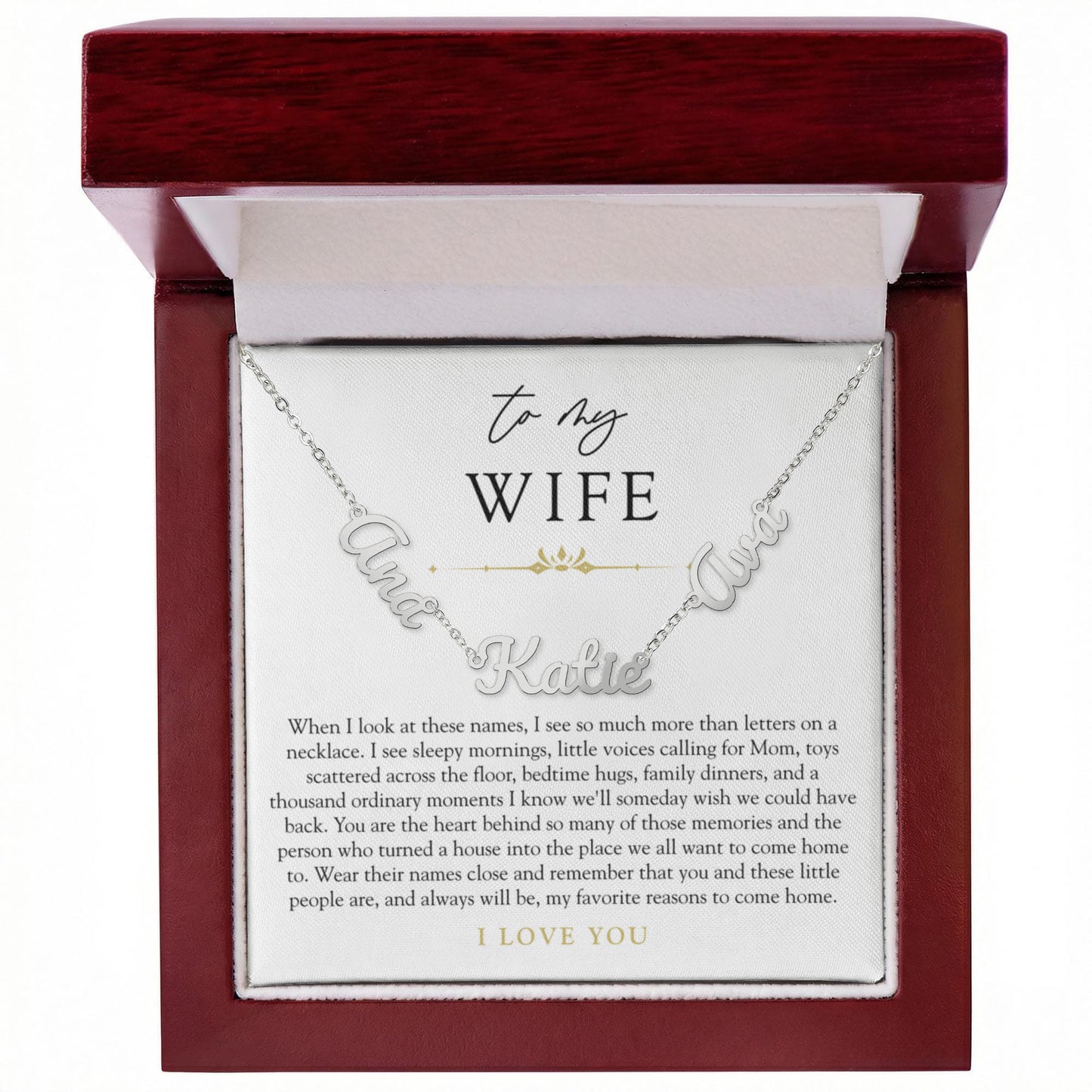 Wife Custom Children's Name Necklace | Reasons I Love Coming Home
