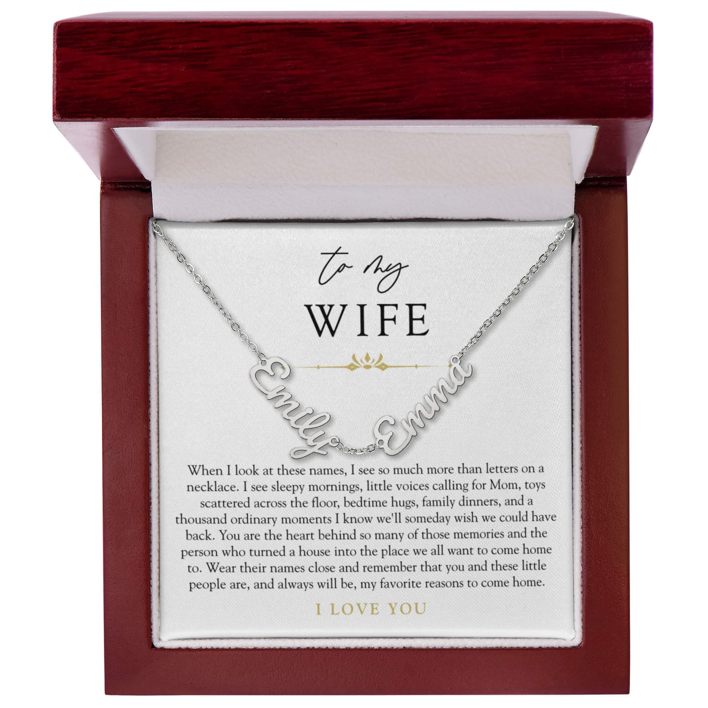 Wife Custom Children's Name Necklace | Reasons I Love Coming Home