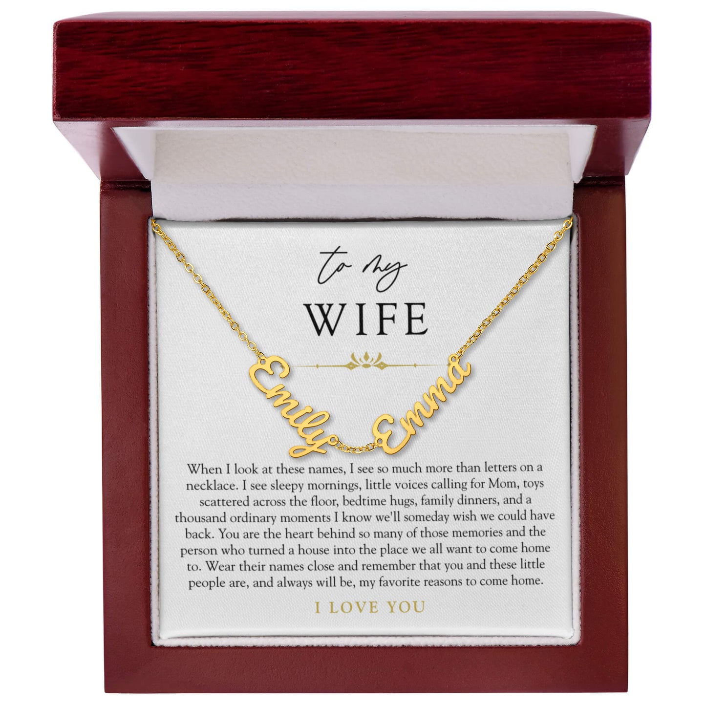 Wife Custom Children's Name Necklace | Reasons I Love Coming Home