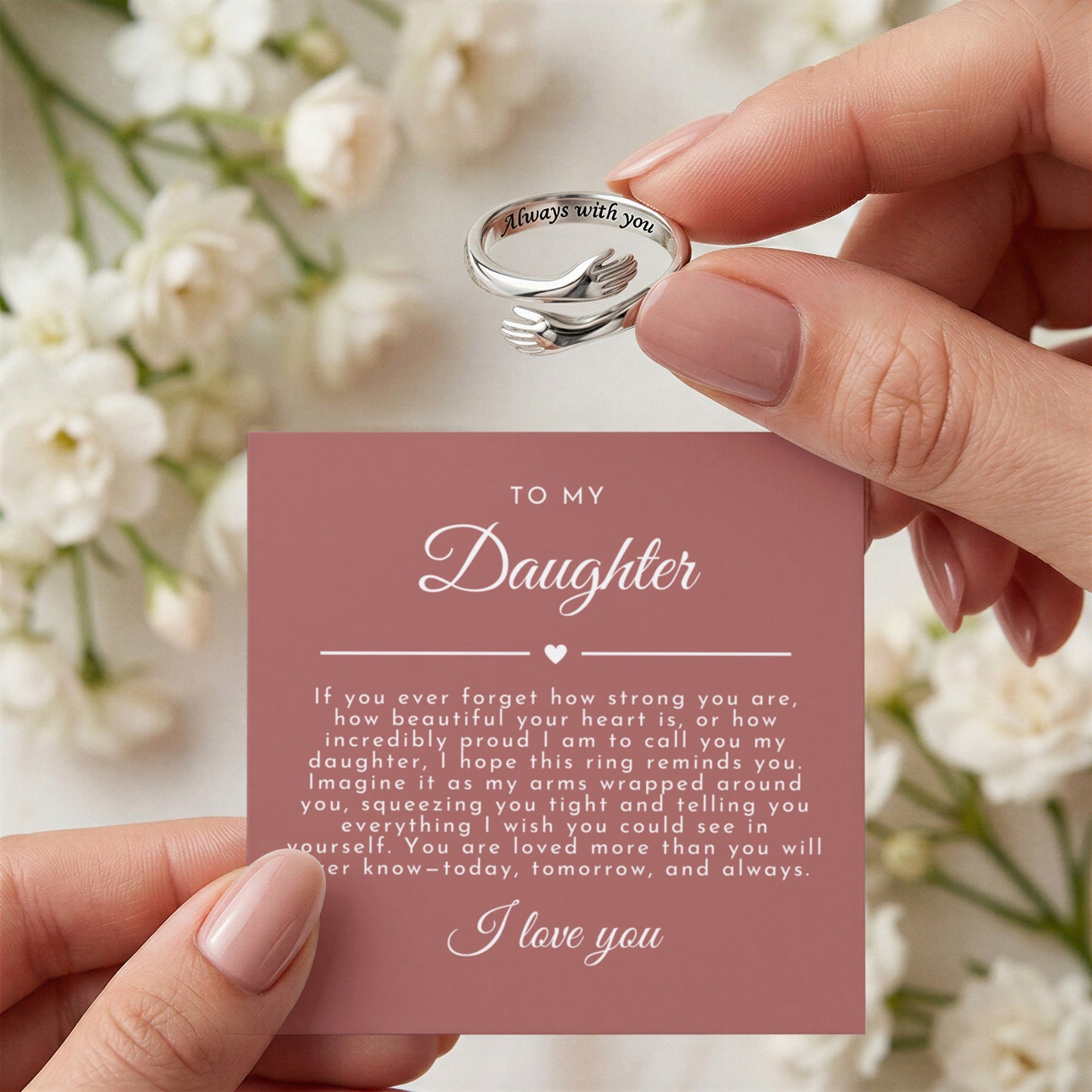 Daughter Hug Ring | Never Forget Dusty Rose