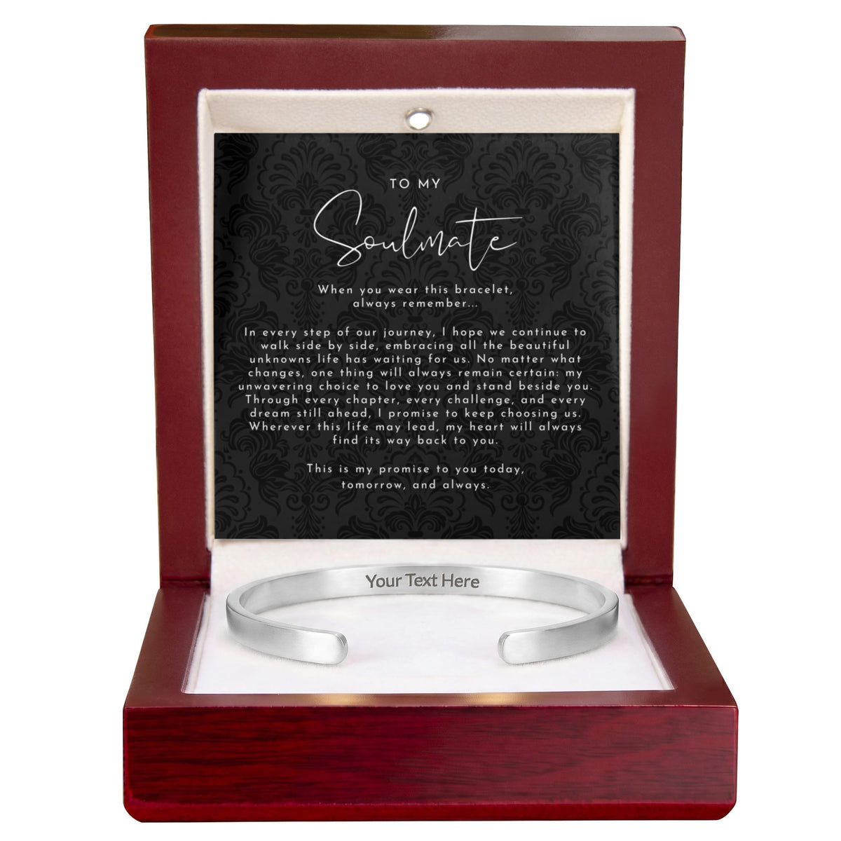 Custom Engraved Soulmate Promise Cuff Bracelet | Always Remember