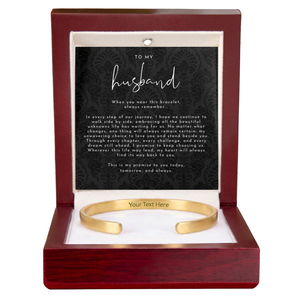 Custom Engraved Husband Promise Cuff Bracelet | Always Remember