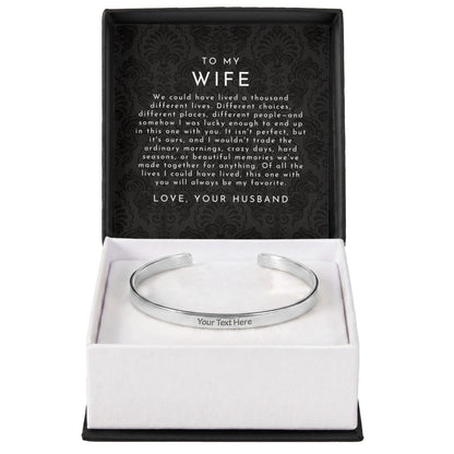 Wife Custom Engraved Cuff Bracelet | My Favorite Life