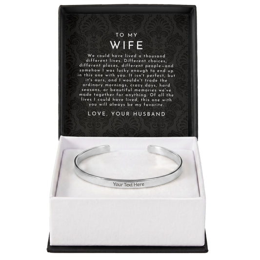 Wife Custom Engraved Cuff Bracelet | My Favorite Life