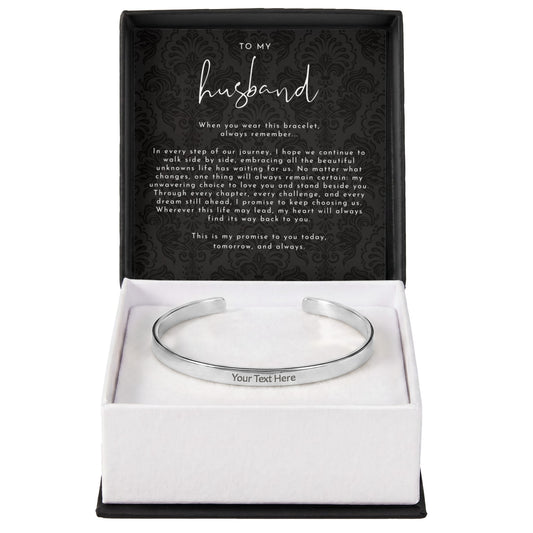 Custom Engraved Husband Promise Cuff Bracelet | Always Remember