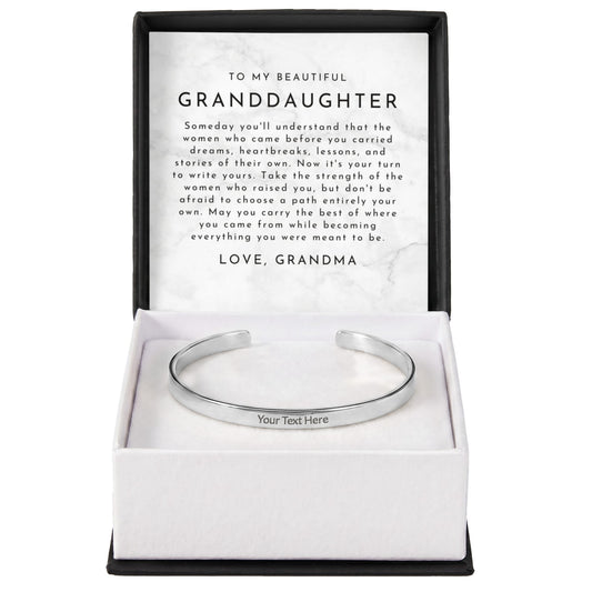 Granddaughter Custom Engraved Cuff Bracelet | One Generation To The Next