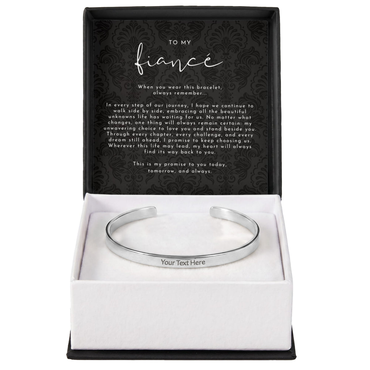 Custom Engraved Fiancé Promise Cuff Bracelet | Always Remember