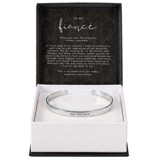 Custom Engraved Fiancé Promise Cuff Bracelet | Always Remember