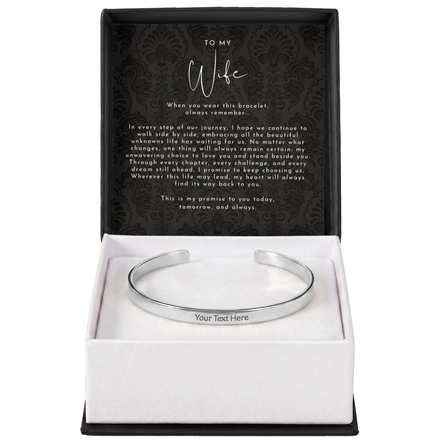 Custom Engraved Wife Promise Cuff Bracelet | Always Remember