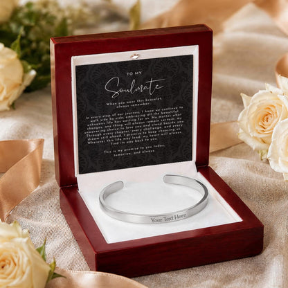 Custom Engraved Soulmate Promise Cuff Bracelet | Always Remember