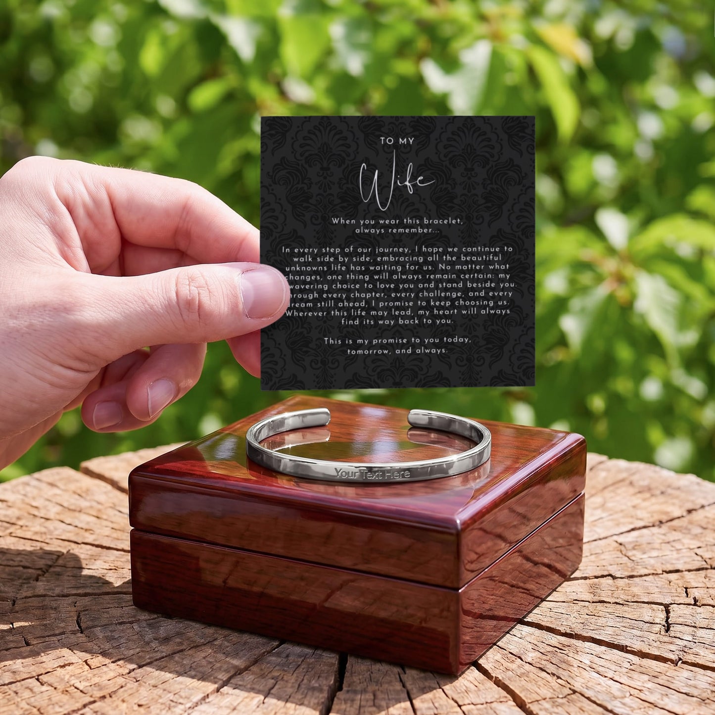 Custom Engraved Wife Promise Cuff Bracelet | Always Remember