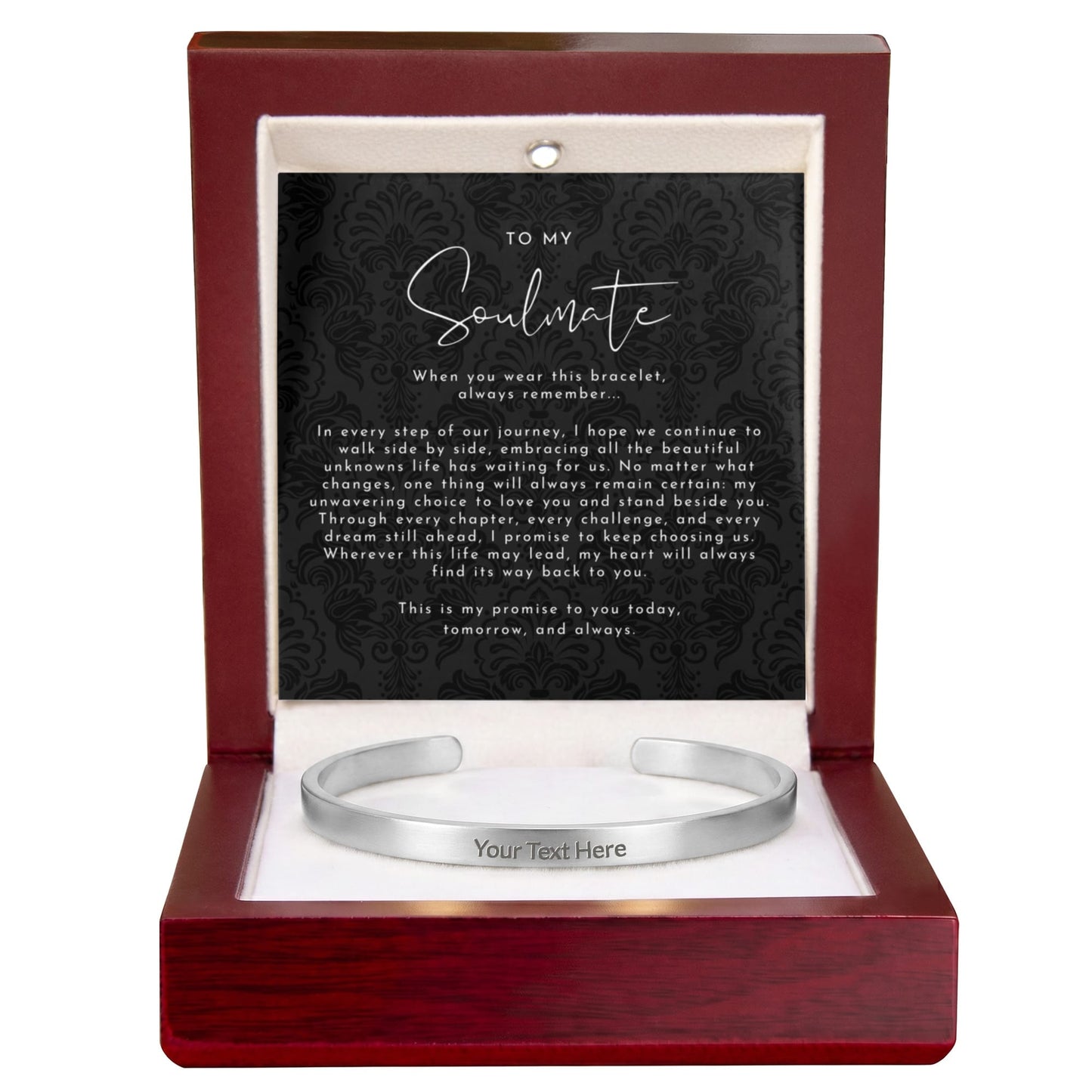 Custom Engraved Soulmate Promise Cuff Bracelet | Always Remember