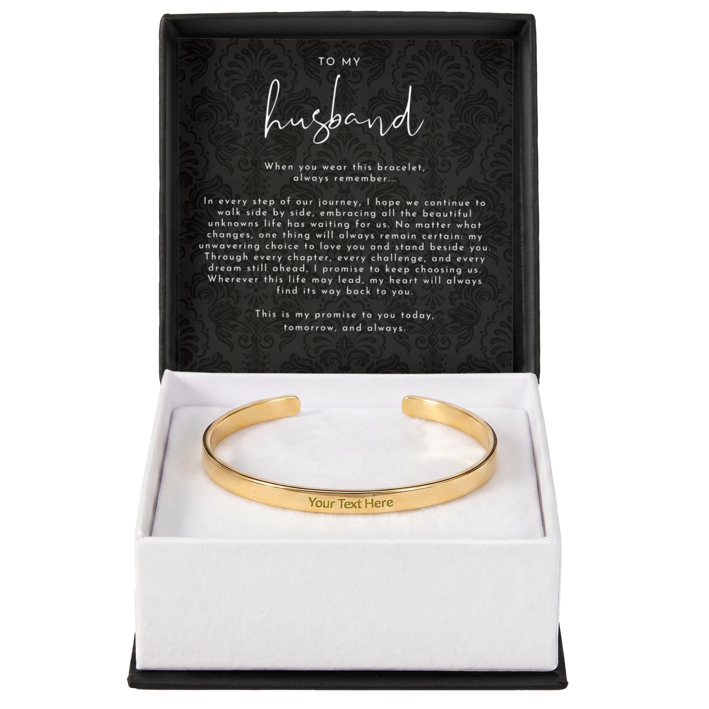 Custom Engraved Husband Promise Cuff Bracelet | Always Remember