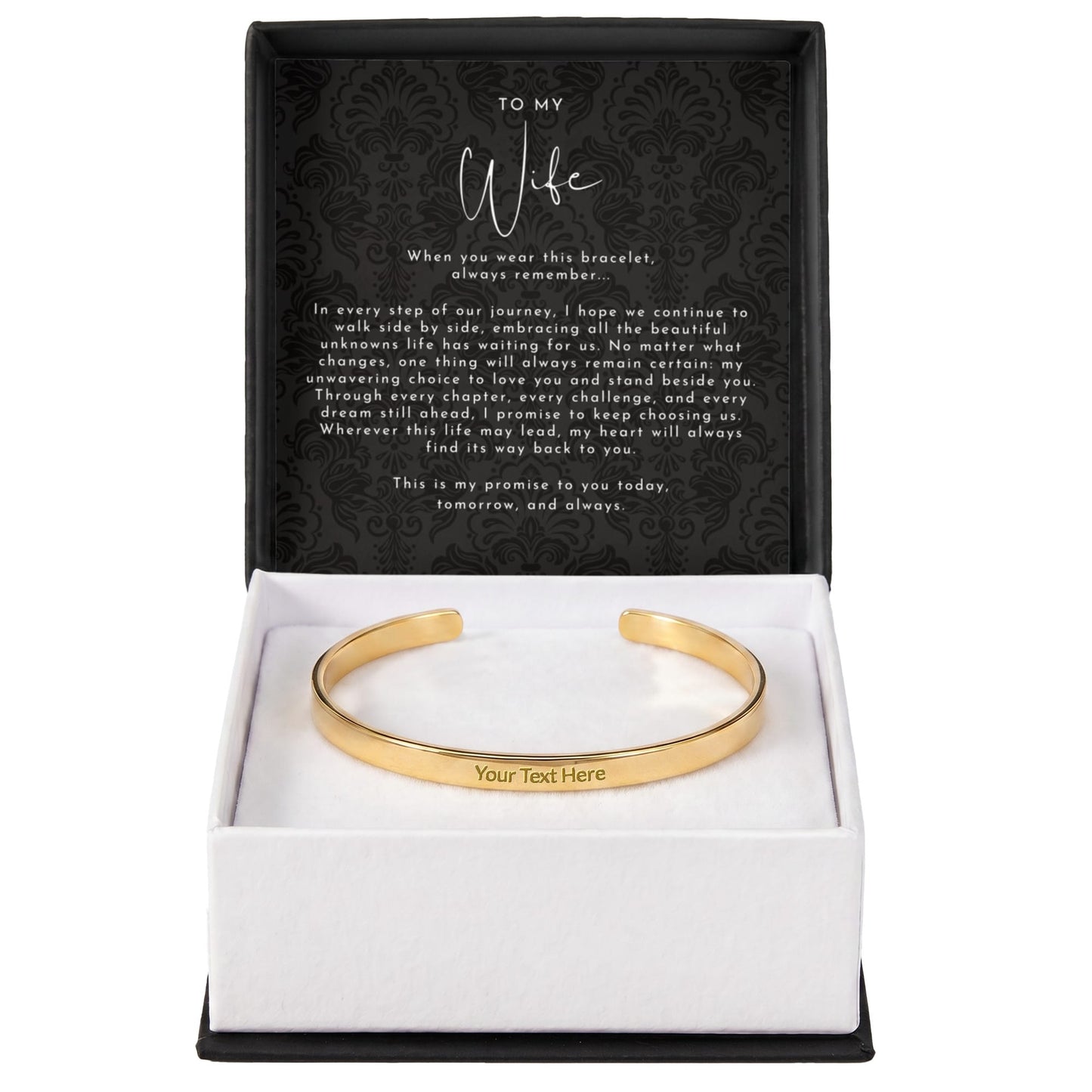 Custom Engraved Wife Promise Cuff Bracelet | Always Remember