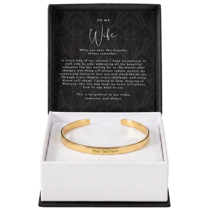Custom Engraved Wife Promise Cuff Bracelet | Always Remember