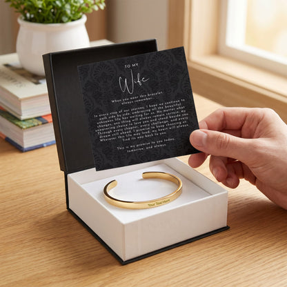 Custom Engraved Wife Promise Cuff Bracelet | Always Remember