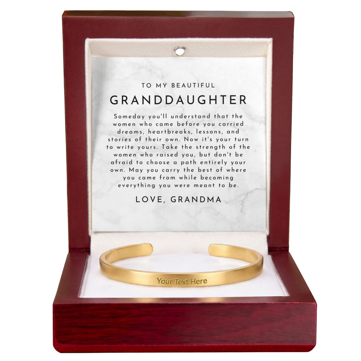 Granddaughter Custom Engraved Cuff Bracelet | One Generation To The Next