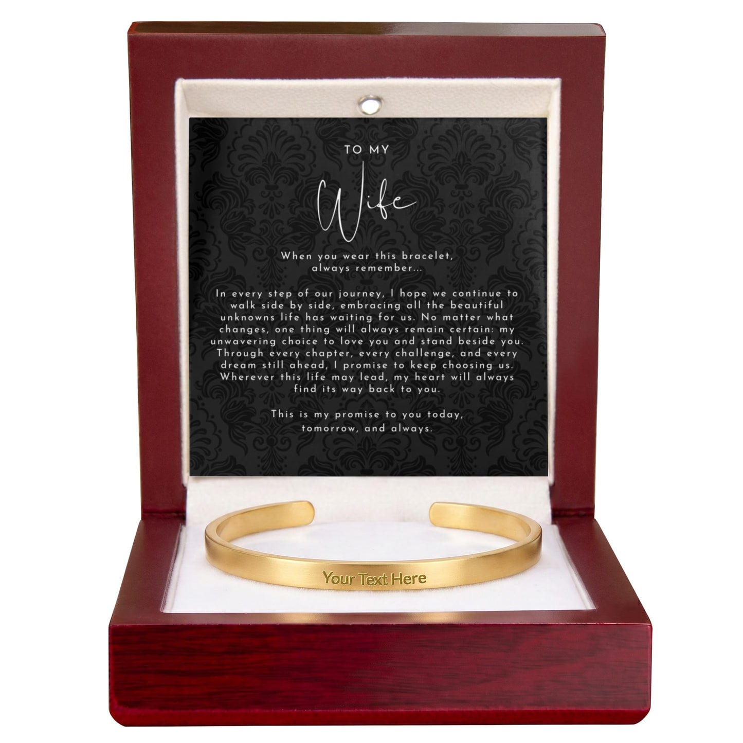 Custom Engraved Wife Promise Cuff Bracelet | Always Remember