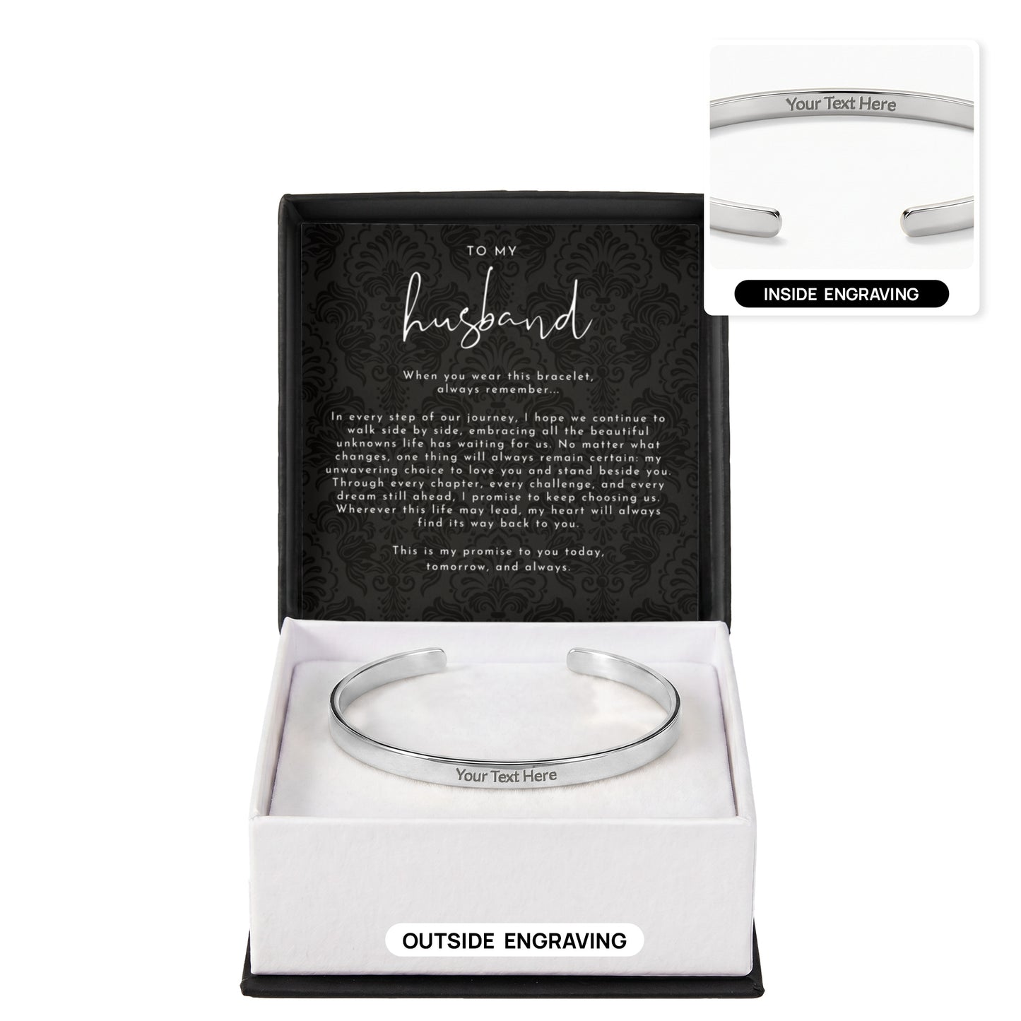 Custom Engraved Husband Promise Cuff Bracelet | Always Remember