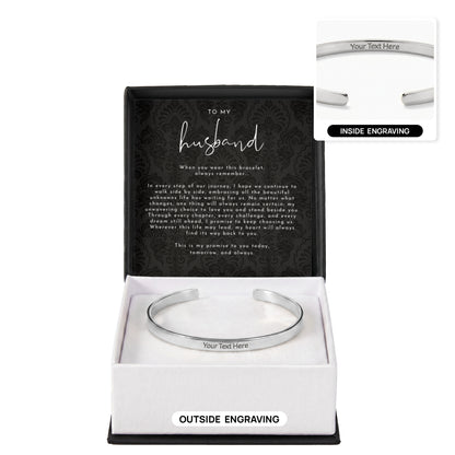 Custom Engraved Husband Promise Cuff Bracelet | Always Remember