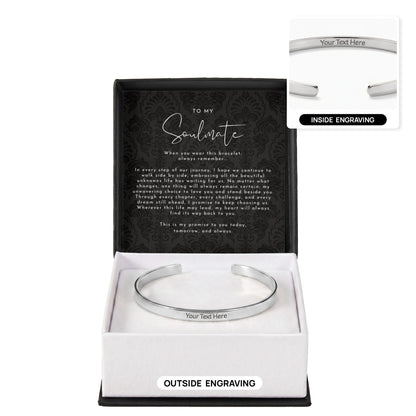 Custom Engraved Soulmate Promise Cuff Bracelet | Always Remember