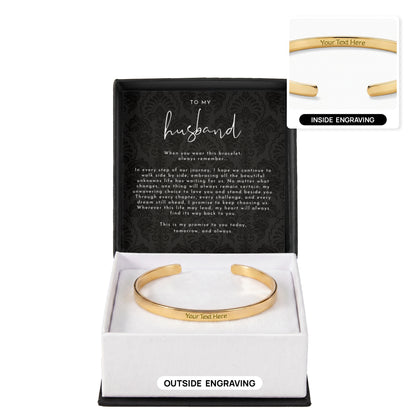 Custom Engraved Husband Promise Cuff Bracelet | Always Remember
