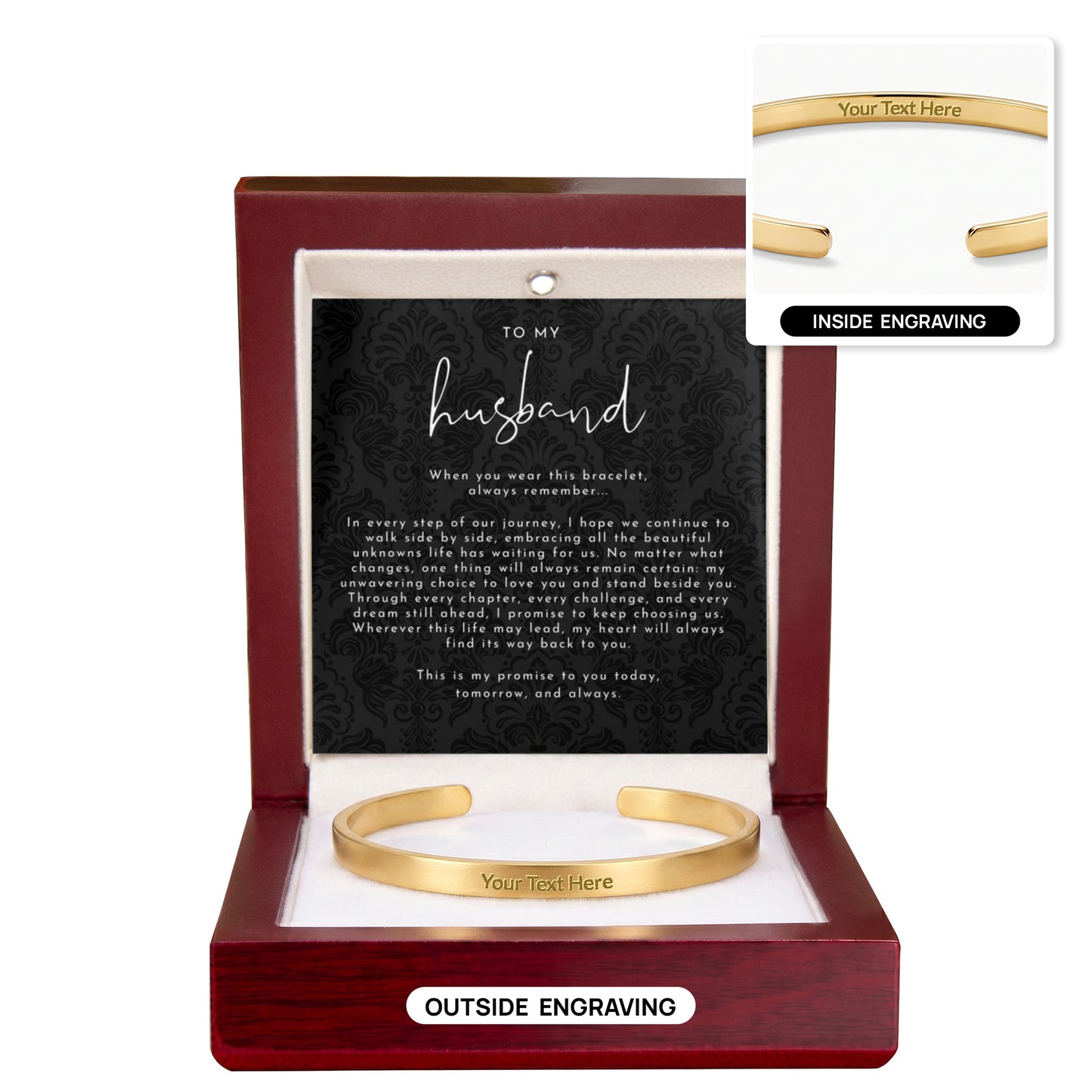 Custom Engraved Husband Promise Cuff Bracelet | Always Remember