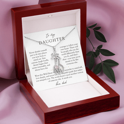 To Daughter From Dad Wild Heart Giraffe Necklace
