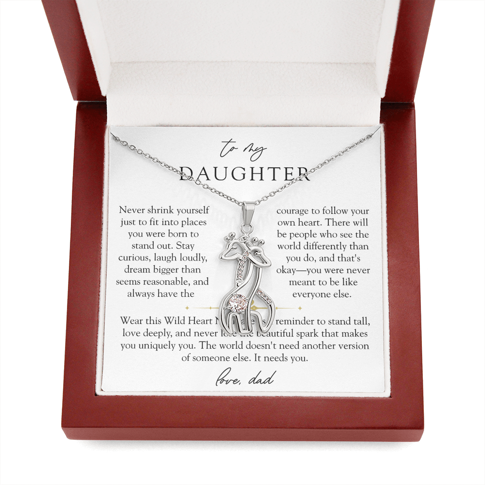 To Daughter From Dad Wild Heart Giraffe Necklace