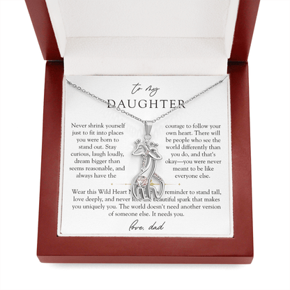 To Daughter From Dad Wild Heart Giraffe Necklace