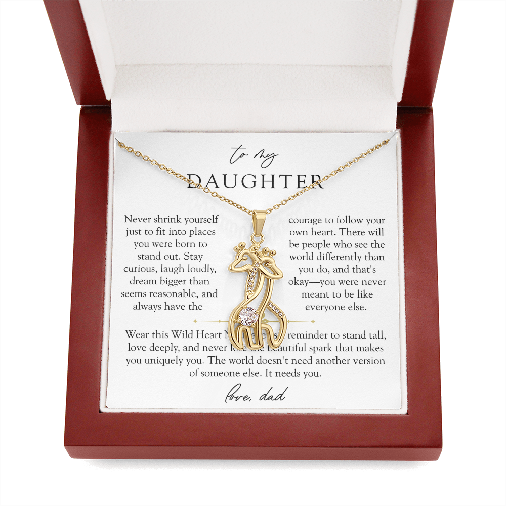 To Daughter From Dad Wild Heart Giraffe Necklace