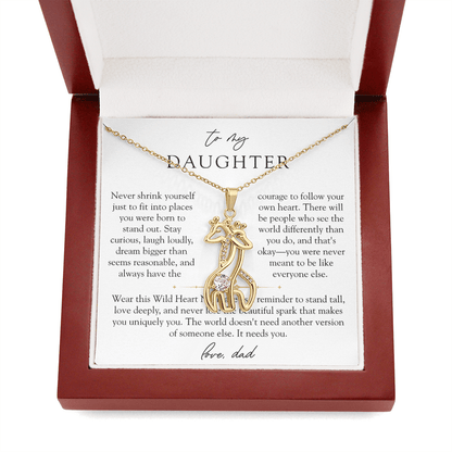 To Daughter From Dad Wild Heart Giraffe Necklace
