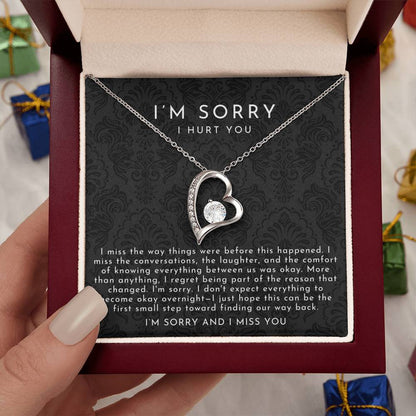 I'm Sorry Apology Heart Necklace | I Miss You Black Lace