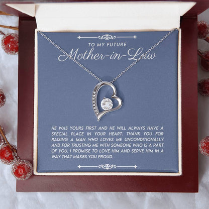 Mother In Law Gift (He Was Yours First) Love Heart Necklace