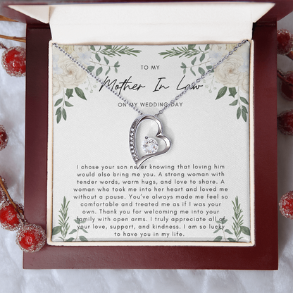 To My Mother In Law On My Wedding Day - Heart Necklace