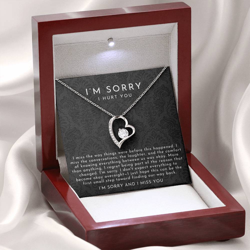 I'm Sorry Apology Heart Necklace | I Miss You Black Lace